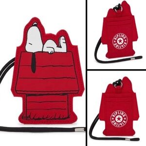 Kipling Peanuts Snoopy’s Red House Cardy Card Holder Wristlet / NEW with tags